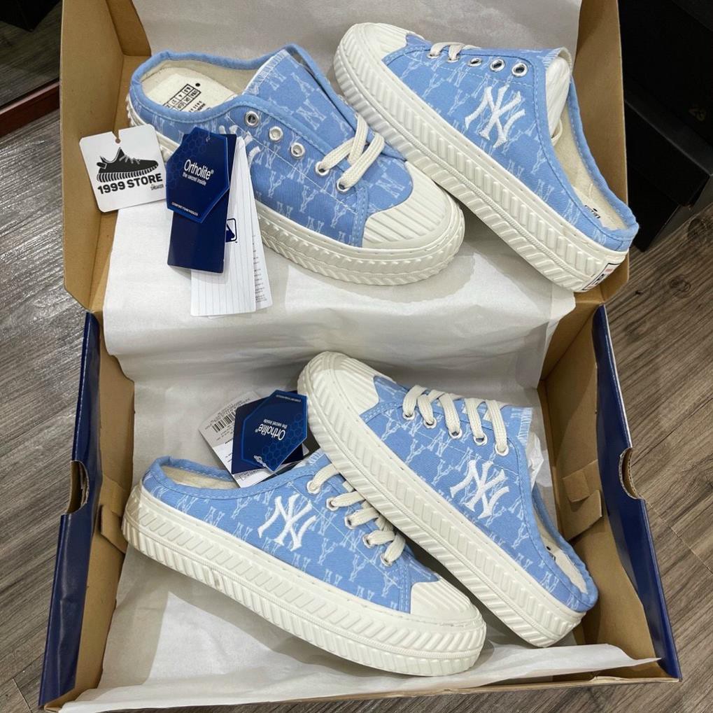 Giày thể thao sục mlb ny xanh nhạt , giày dép sneaker nữ kiểu dáng lười , đạp gót bản đẹp full box | BigBuy360 - bigbuy360.vn