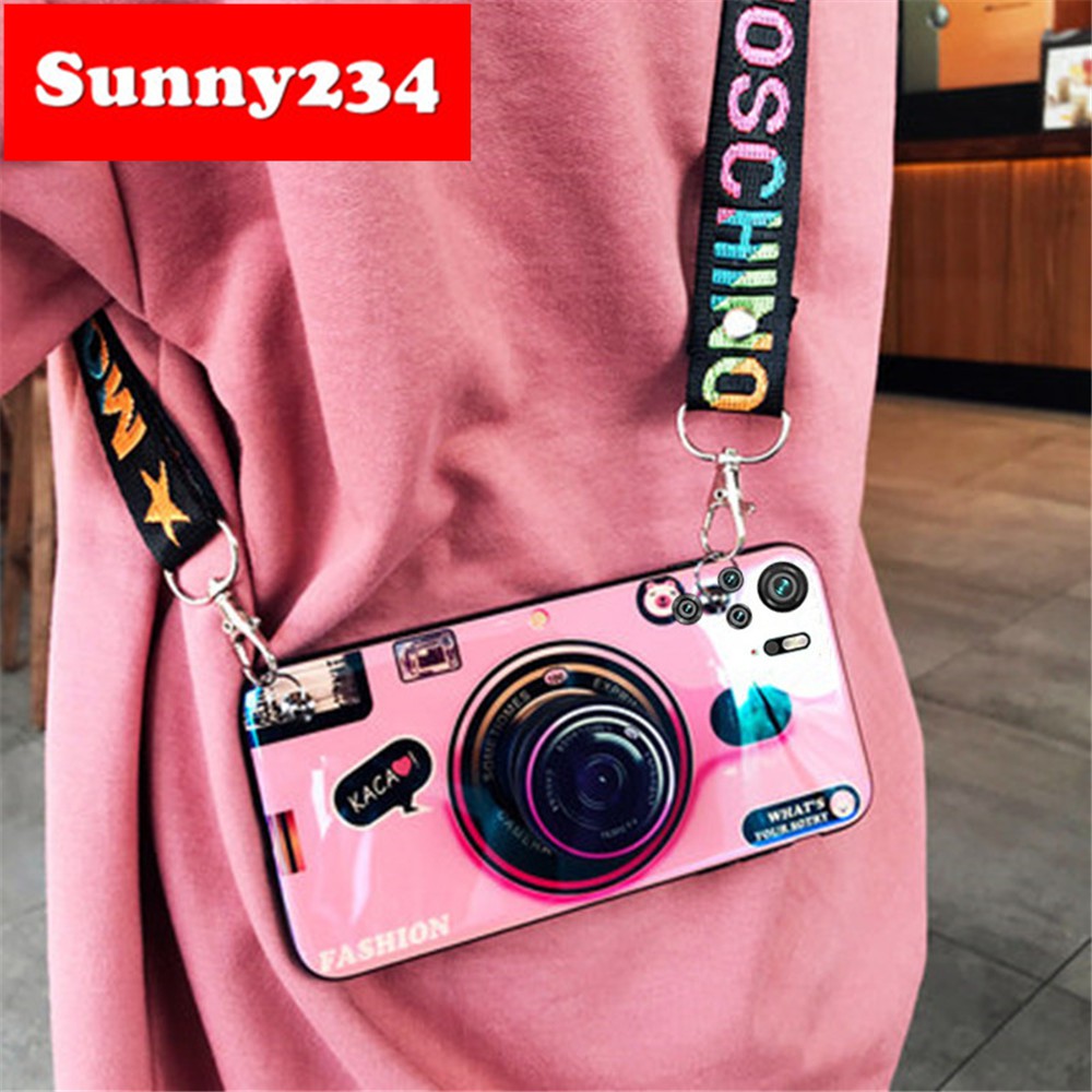 Ốp lưng kèm phụ kiện hình Camera cho Redmi Note 10 Pro POCO M3 X3 NFC Redmi 9T 9C 9A 9 Redmi Note 9 Pro Max 7 S2 Note 8 4 4X 5 6 7 Pro