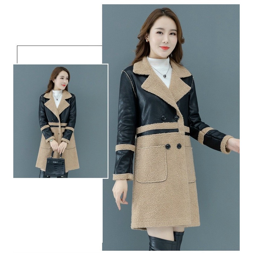 ÁO KHOÁC DA CỔ VEST PHỐI DA LỘN - YB20535