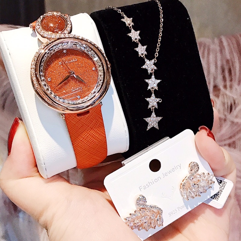 Set đồng hồ nữ Davena cam