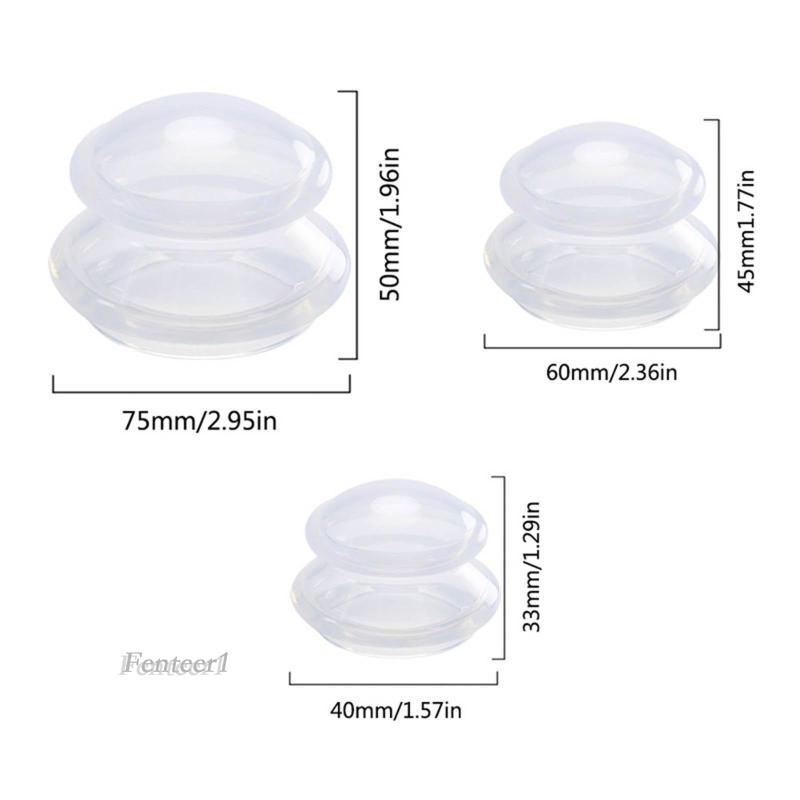Set 3 Cốc Giác Hơi Silicone Cho Vai Và Cánh Tay / Cơ Thể Fenteer1