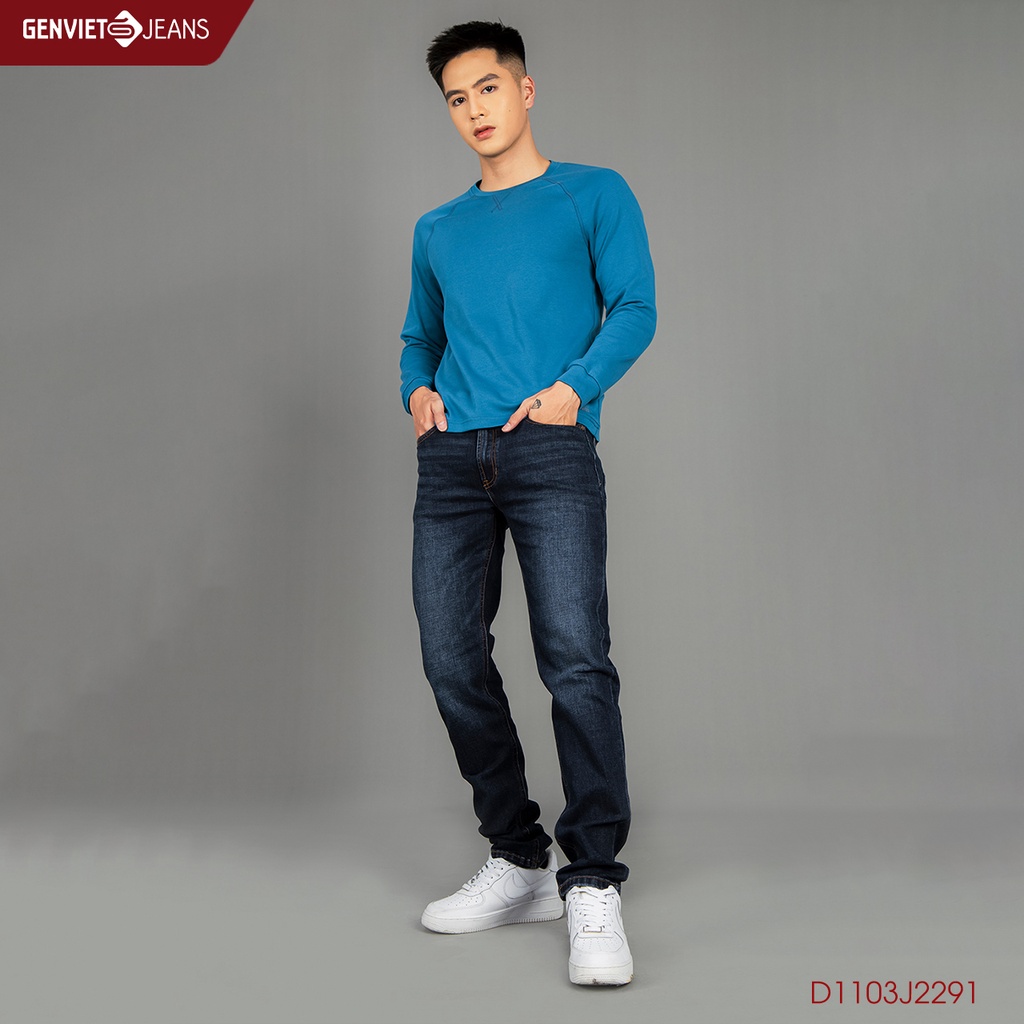 Quần Jeans Nam Genviet Jeans Dáng Đứng Chất Bò Mềm Cao Cấp D1103J2291
