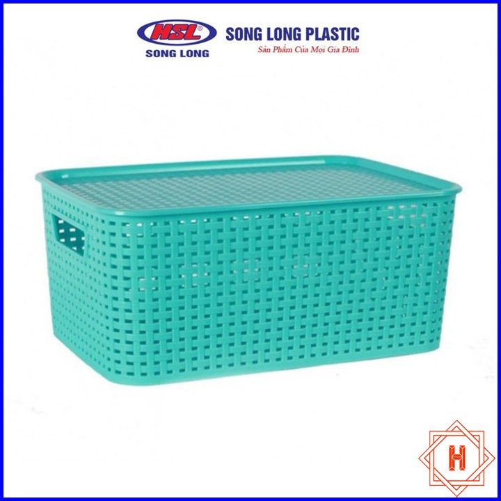 Song Long Plastic Giỏ nhựa đựng đồ có nắp đa năng tiện dụng, nhiều size { H }