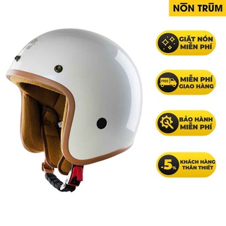 Nón bảo hiểm 3/4 ROYAL M20B trắng nâu bóng