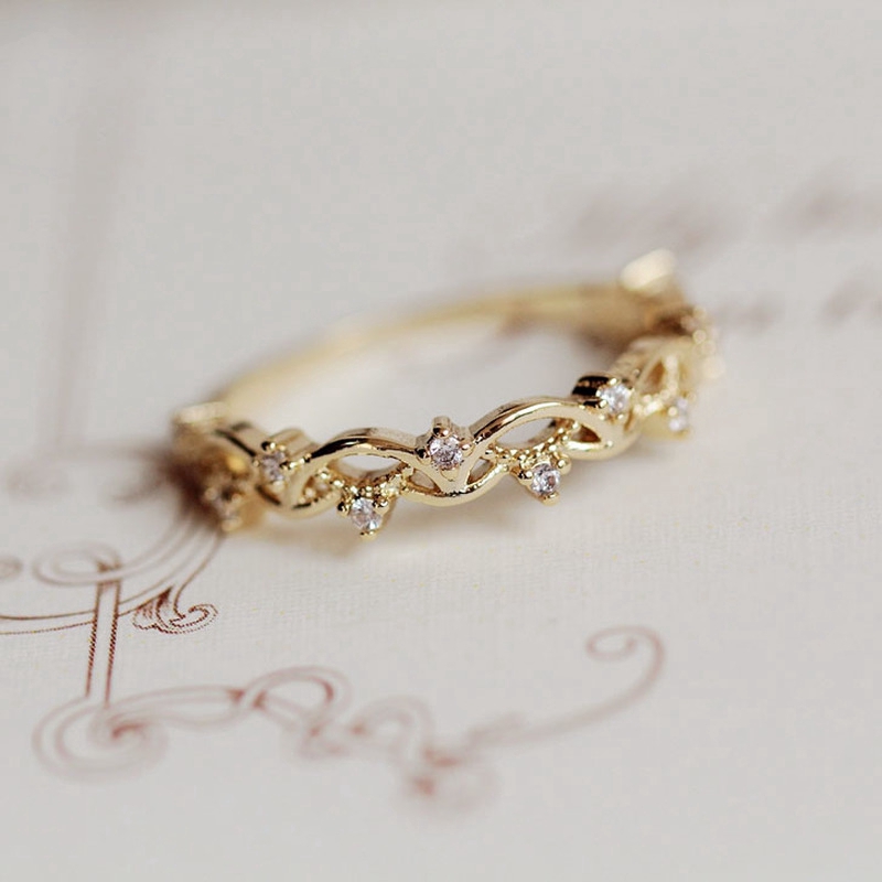 Nhẫn Đính Pha Lê Nhân Tạo Màu Vàng Phong Cách Hàn Quốc Hợp Thời Trang Cho Nữ