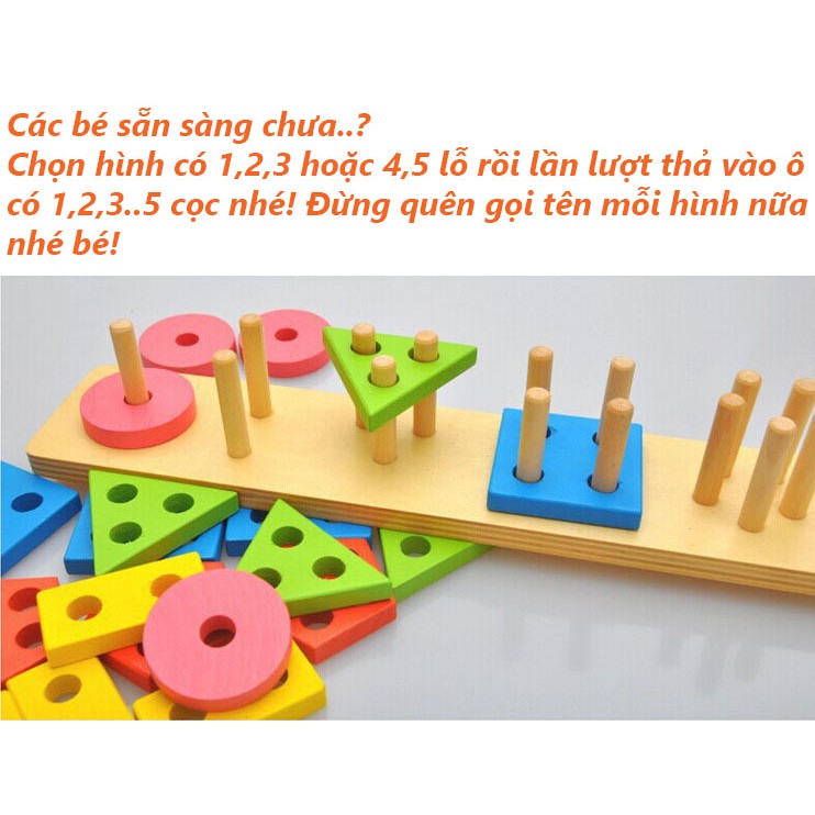 Bảng Phân Loại Màu Sắc Và Hình Khối Thả 5 Bằng Gỗ - Giáo Cụ Montessori