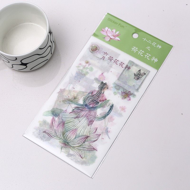 Set 4 tấm sticker cổ trang ánh kim cắt sẵn bukao