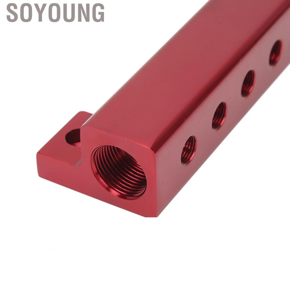 Soyoung 6 Port Vacuum Block Intake Manifold Kit 1/8in NPT Connector 1/2in Inlet Outlet Universal for Car Truck Turbos
