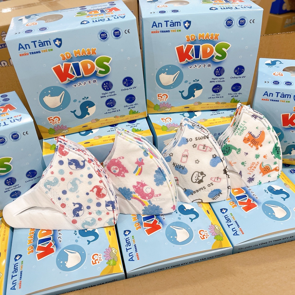 Khẩu Trang Y Tế 3D Cho Bé  [HCM-GIÁ SỈ]  Khẩu trang 3D cho trẻ em,3 lớp,nhiều họa tiết,chính hãng,an toàn cho bé.