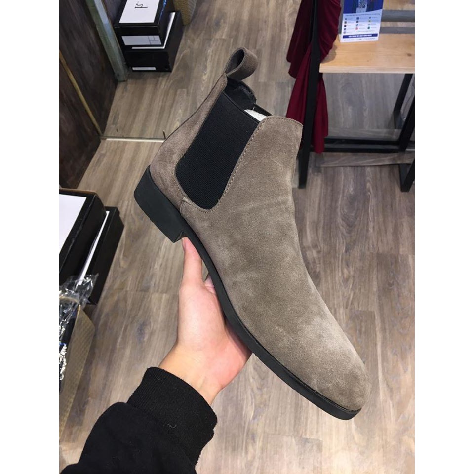 [ Da Thật 100% ] Chelsea Boot Lộn Da Bò Thật 100% Tặng Lót Cao 5cm