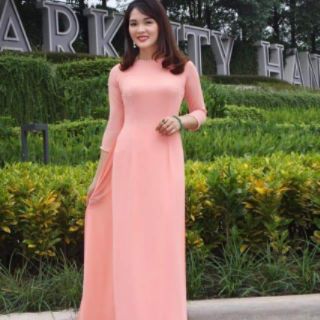 Set áo dài kèm quần lụa trơn các màu