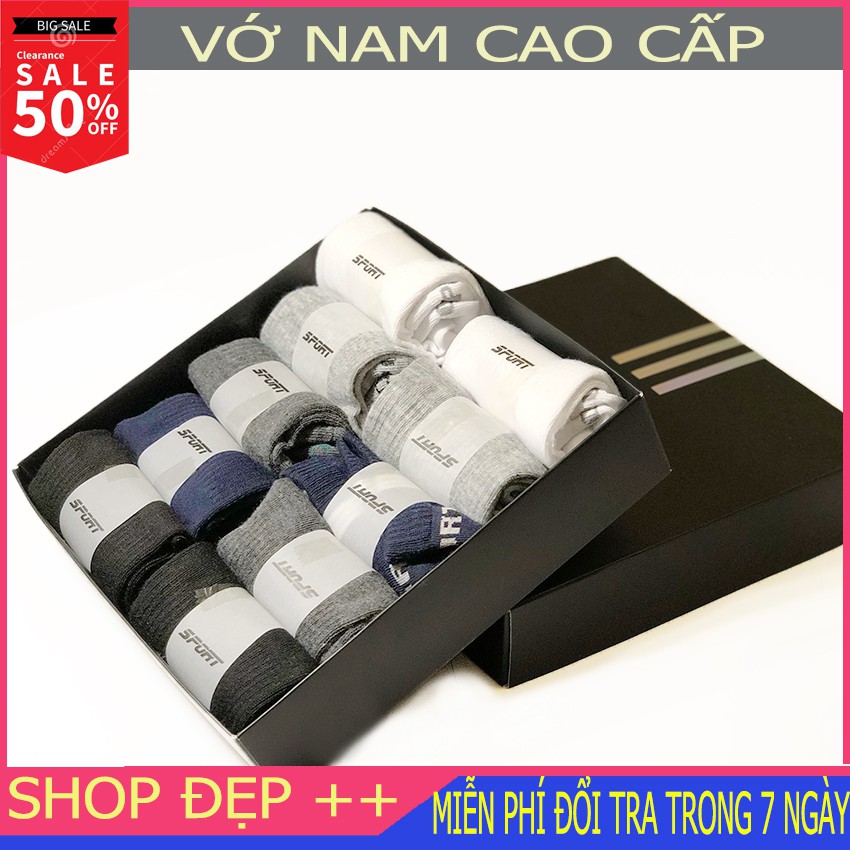 Hộp 10 đôi tất nam cổ ngắn thời trang, chống hôi chân