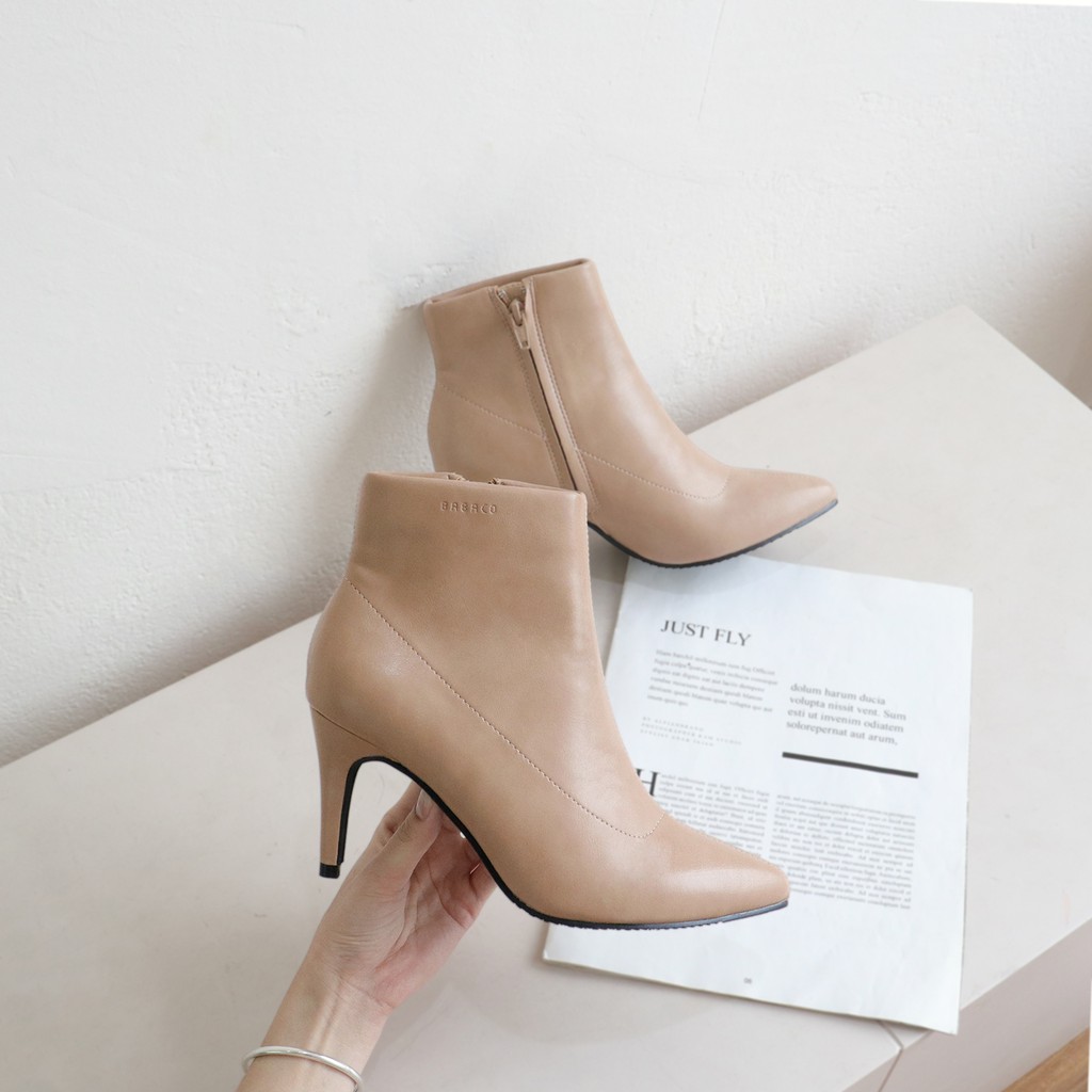 Boot nữ Cao Gót bAimée & bAmor Cổ Thấp Mũi Nhọn Gót Nhọn Cao 7cm Giày Bốt Đẹp Lót Lông Da Mềm Màu Trắng Đen Kem - MS1618 | BigBuy360 - bigbuy360.vn