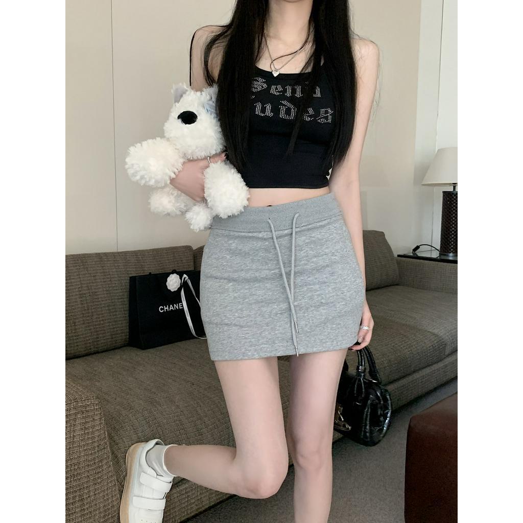 Chân Váy Thể Thao Lưng Cao Co Giãn Tốt Phối Dây Rút Thời Trang Trẻ Trung