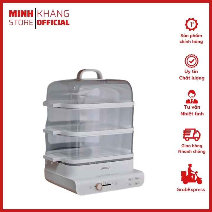 Nồi Hấp Thực Phẩm Uringo 3 Tầng Dung Tích 18L Siêu Tiện Lợi - Chính hãng