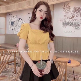 Áo sơ mi chun eo cúc ngực sẵn hàng tại shop.