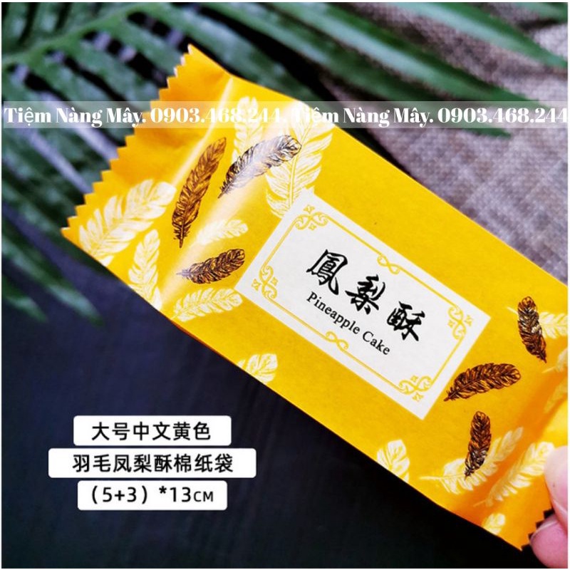 Túi bánh dứa lông vũ vàng cao cấp đựng bánh 50c