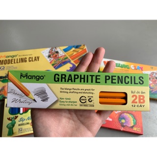 Bút chì gỗ 2B đen KHÔNG GÔM và có GÔM - 12 cây