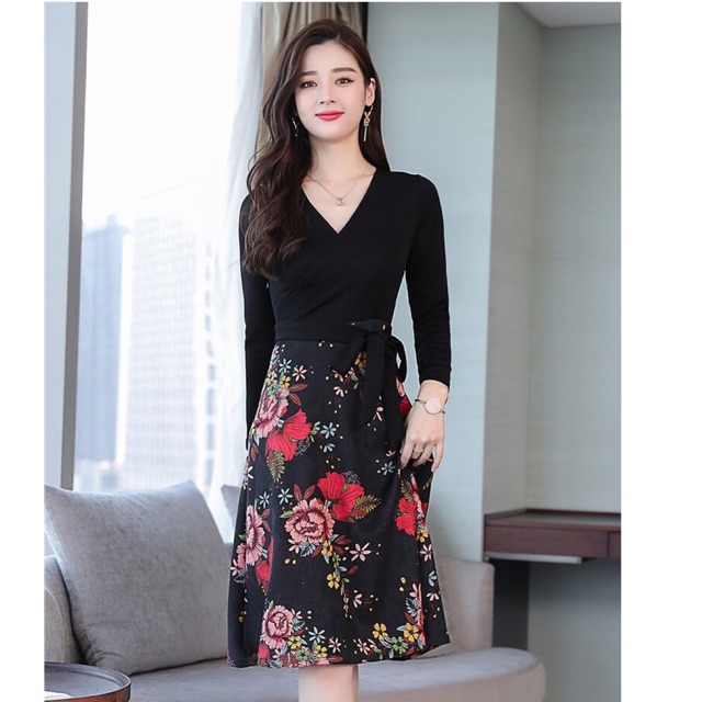 HÀNG NHẬP - ĐẦM XÒE CHÂN VÁY HOA DUYÊN DÁNG CAO CẤP GT