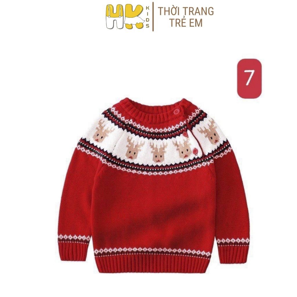 Áo len Noel cho bé HK KIDS, chất len cao cấp mềm mịn đanh lì cho bé diện trong mùa giáng sinh, size từ 1-8 tuổi