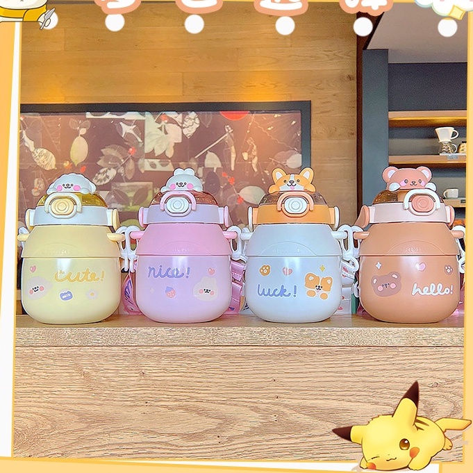Bình giữ nhiệt cho bé cute hoạt hình inox 316 dung tích 780ml kiểu dáng dễ thương quà tặng khắc tên