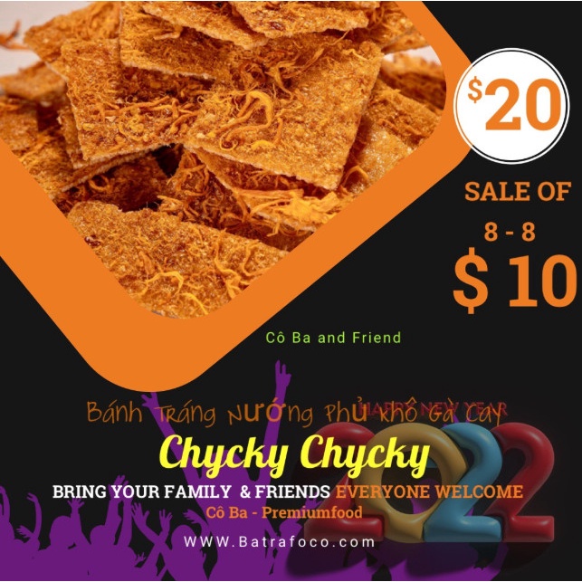 Snack Bánh Tráng Nướng Phủ Gà Cay Chycky Chycky Cô Ba 45g đồ ăn vặt,mồi nhậu ngon,giá rẻ cho dân văn phòng
