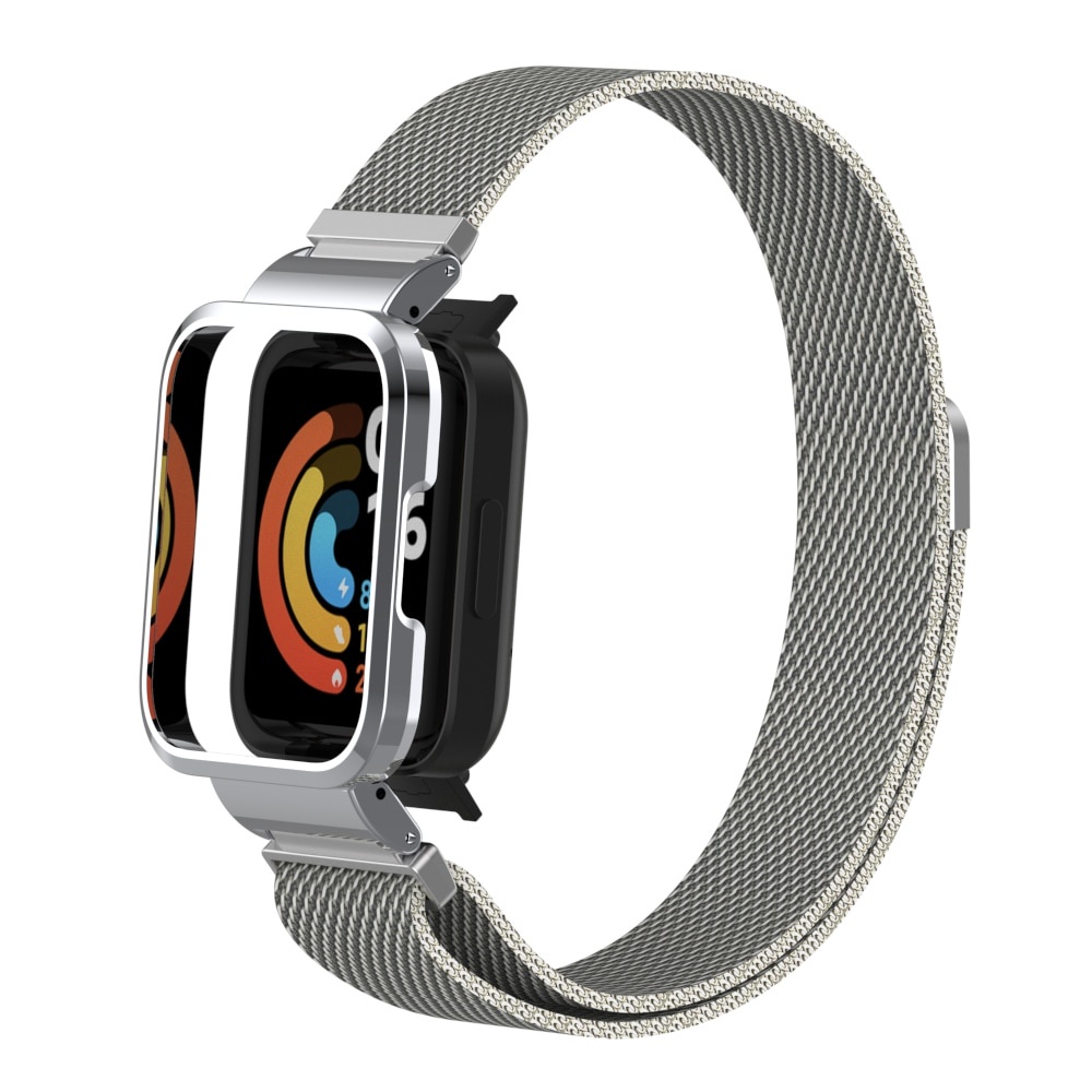 Dây đeo kim loại Milanese và khung bảo vệ cho đồng hồ thông minh Xiaomi Redmi Watch 2 Lite Miwatch 2 Lite