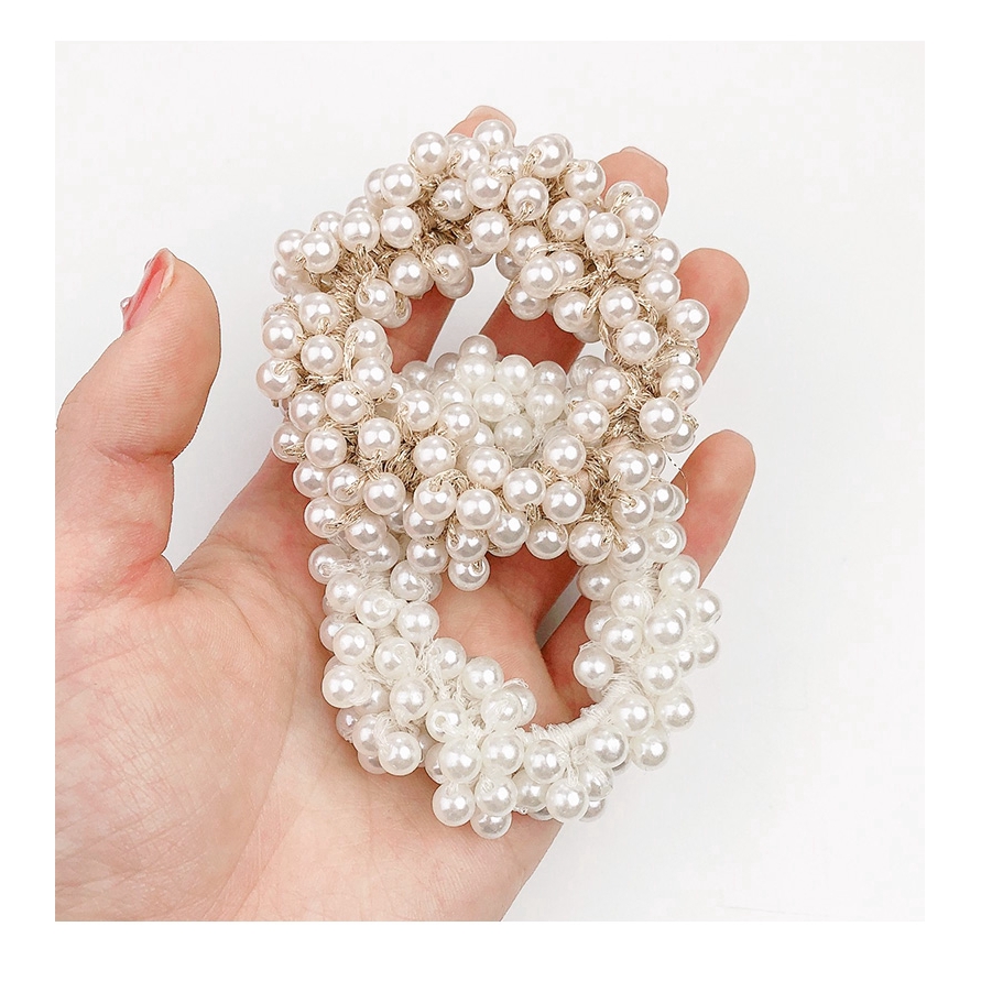 Dây buộc tóc da cao su đính ngọc trai giả cho nữ