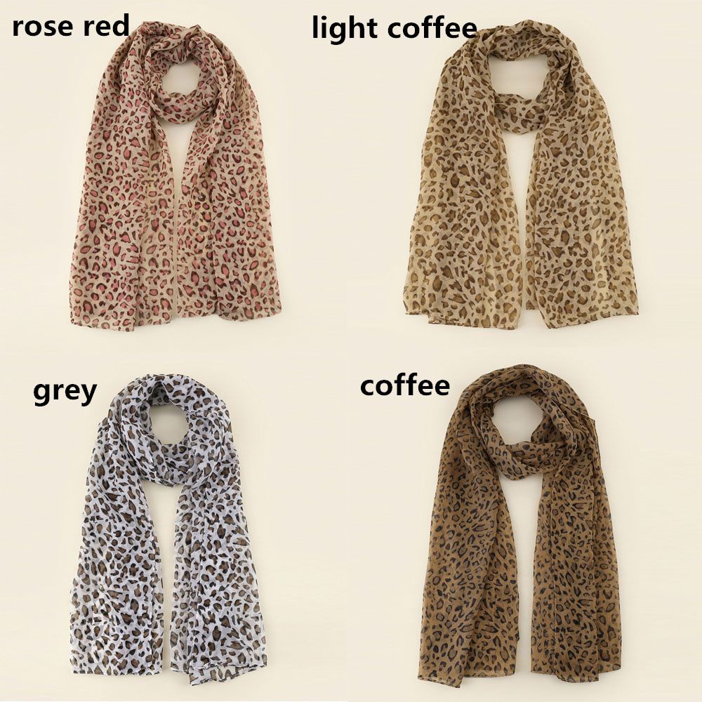 Khăn Choàng Chiffon Dài Bản Rộng In Họa Tiết Da Báo Thời Trang Cho Nữ