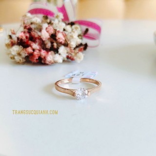 Nhẫn titan vàng hồng hạt đá