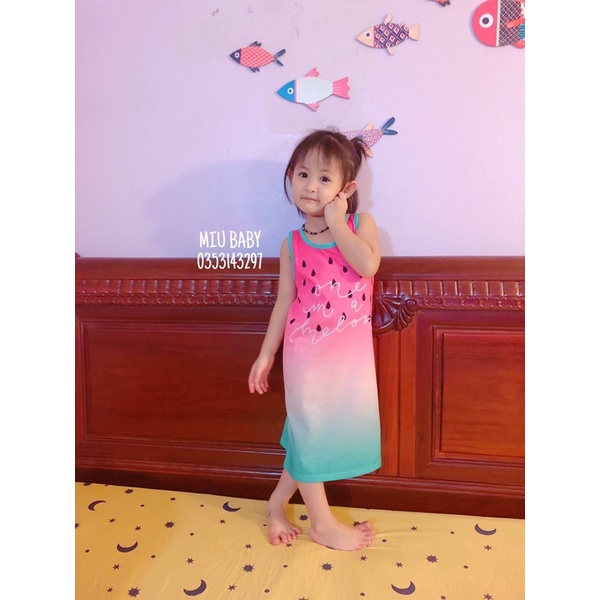 Váy sát nách c&J hoạ tiết dưa hấu du xịn cực yêu bé gái sz đại