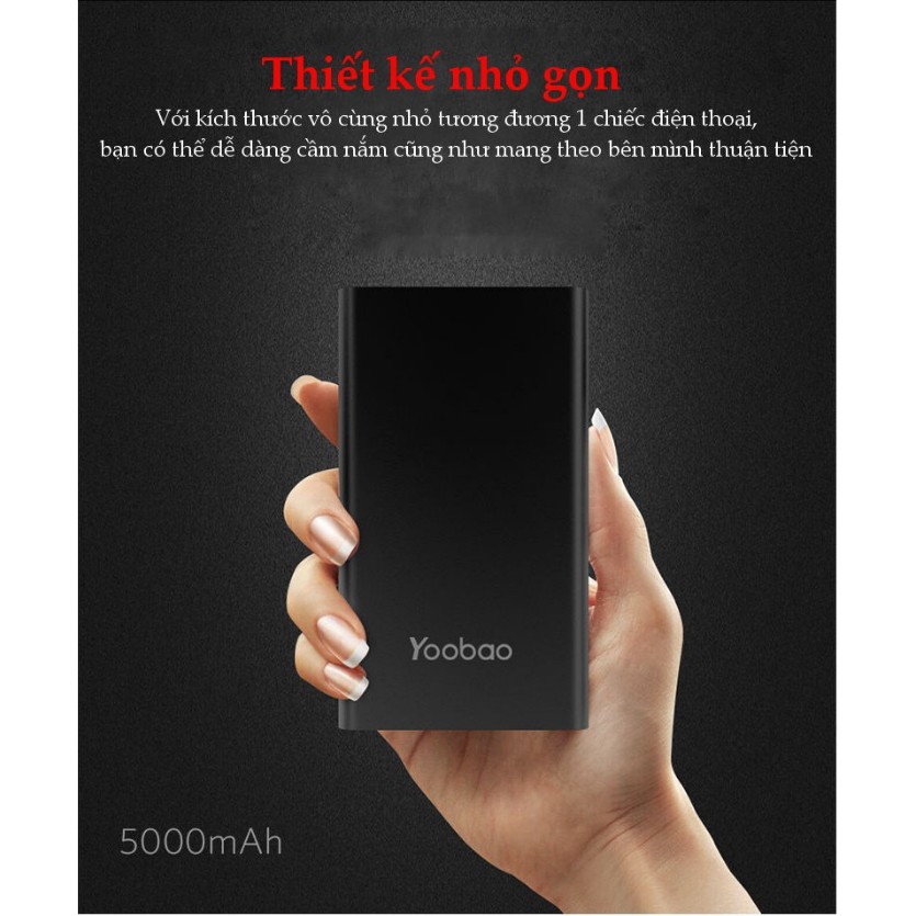 Sạc dự phòng Yoobao Polymer 5000mAh PL5 chính hãng