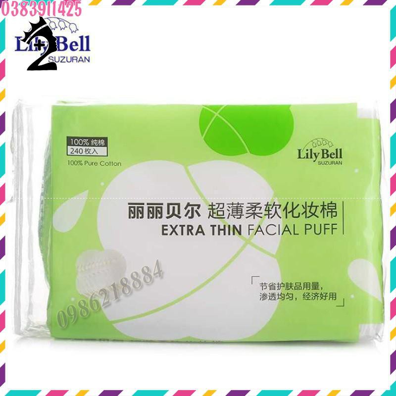 Bông tẩy trang Lily Bell vỏ xanh Extra Thin 240 miếng TPP