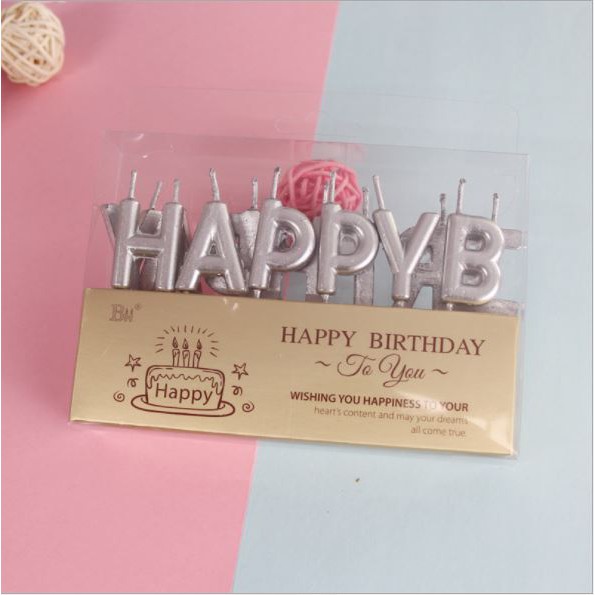 Trang Trí Bánh Sinh Nhật Bánh Kem - Bộ nến chữ Happy Birthday