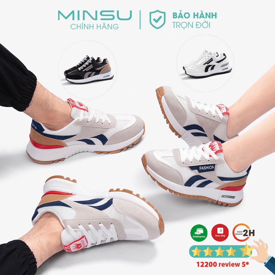 Giày Thể Thao Sneaker Cặp Đôi Bata Nam Nữ MINSU Classic M3302 Hàn Quốc Nam Nữ Mix Đồ Đi Học, Chơi, Du Lịch Cực Đẹ