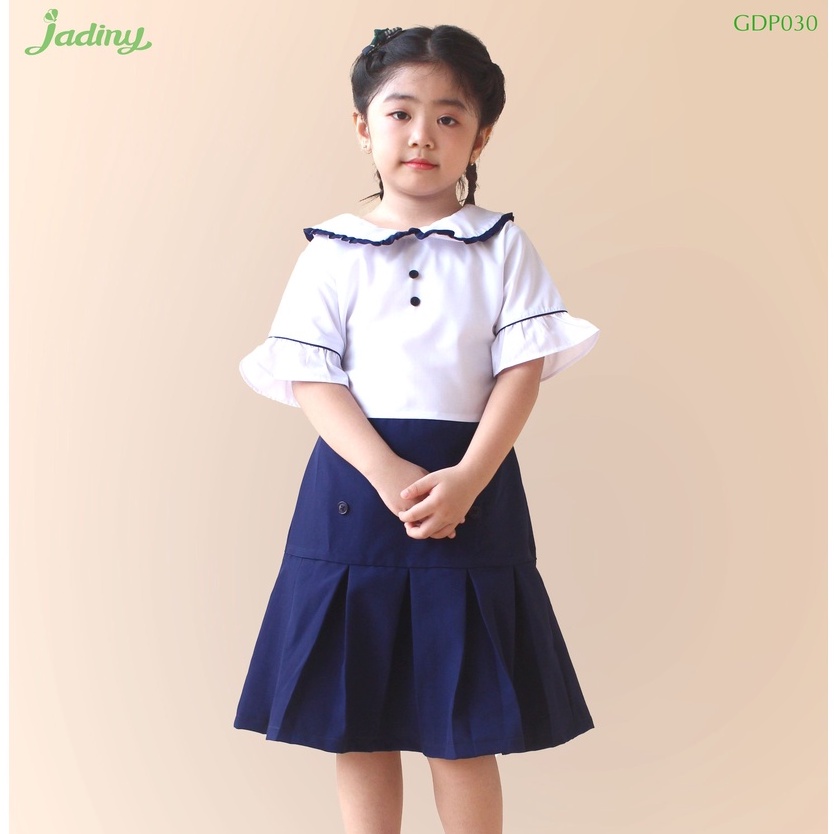 Váy học sinh bé gái cổ sen nhún bèo Jadiny GDP030