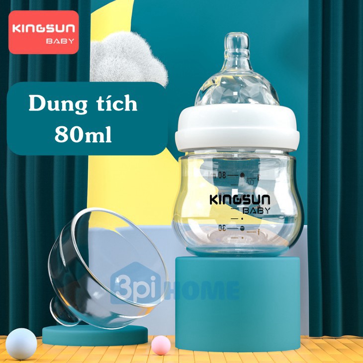 [SALE63] Bình sữa thủy tinh cao cấp KingSun Baby 80ml dành cho bé từ 0-6 tháng tuổi