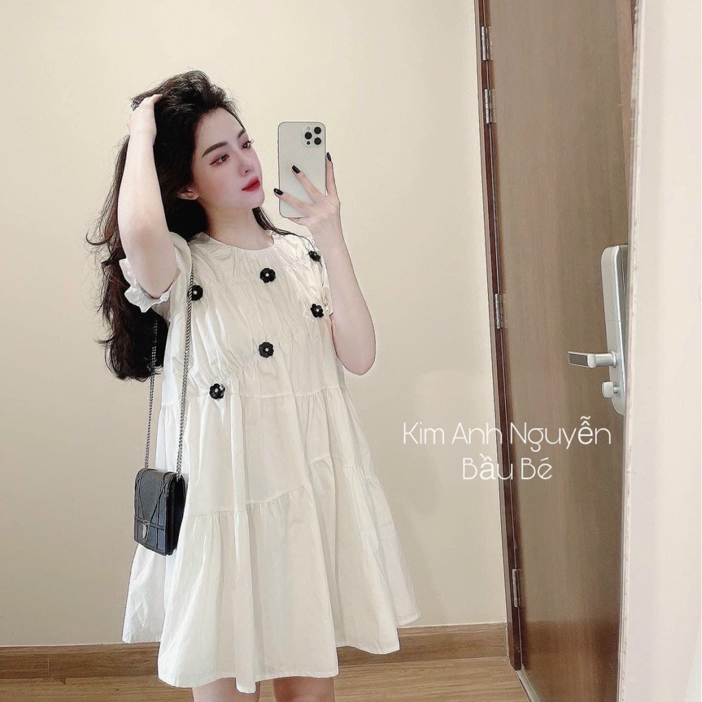 [Mã FAGREEN1505 giảm tới 30K đơn 99K] Đầm Trắng Tay Bồng Đính Hoa Xòe