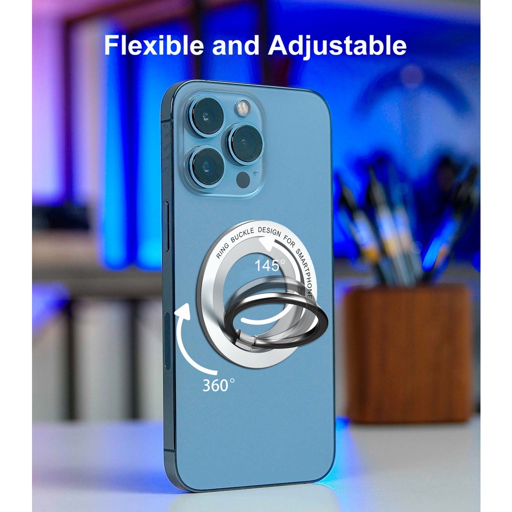 Nhẫn Đỡ Điện Thoại Kiêm Sạc Không Dây Có Nam Châm Hít Gắn Xe Hơi Cho iPhone 14 pro max 12 13 mini pro max