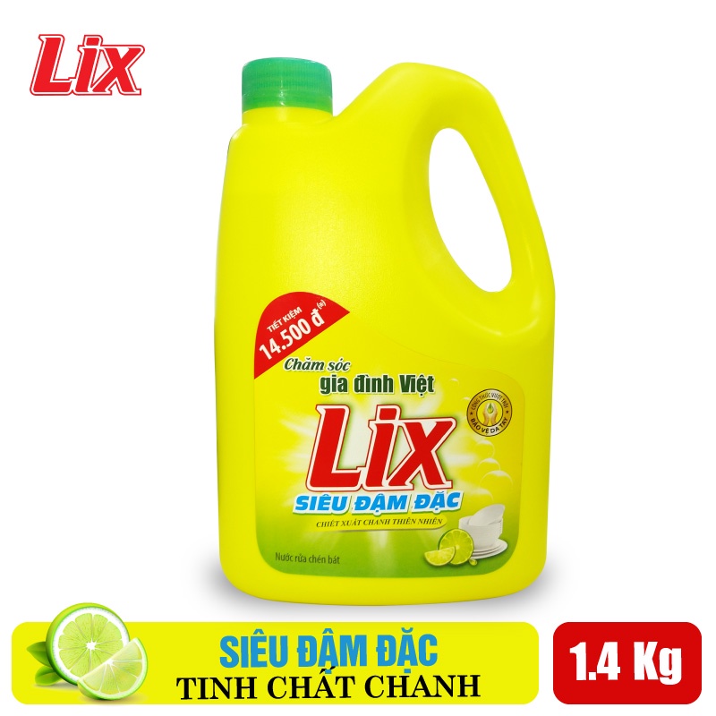 Nước rửa chén LIX siêu đậm đặc hương chanh 1.4kg NC140