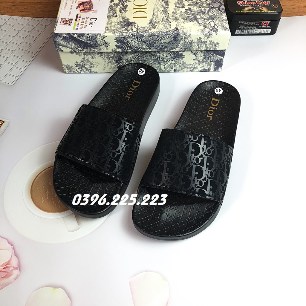 Dép quai ngang❤️FREESHIP❤️ Dép DIOR  đế mềm màu đen dành cho nam nữ cực đẹp xịn sò