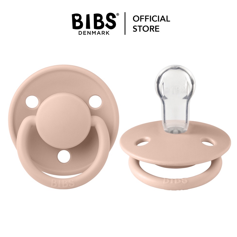 Ty Giả BIBS Delux Đan Mạch Núm Ngậm Tròn Cho Bé Chính Hãng Chất Liệu Silicone Mềm Mại