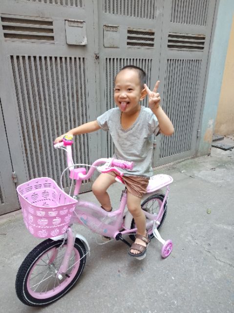 Xe đạp bé gái bánh hơi heo peppa size 14in. Cho bé 3-4 tuổi