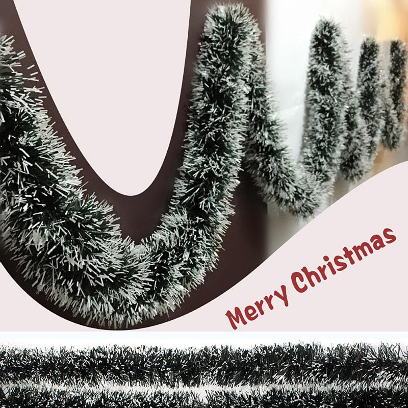 2M Christmas Decoration Bar Tops Ribbon Garland /Christmas Tree Ornaments White Dark Green Ribbon Garland/Xmas Party Supplies