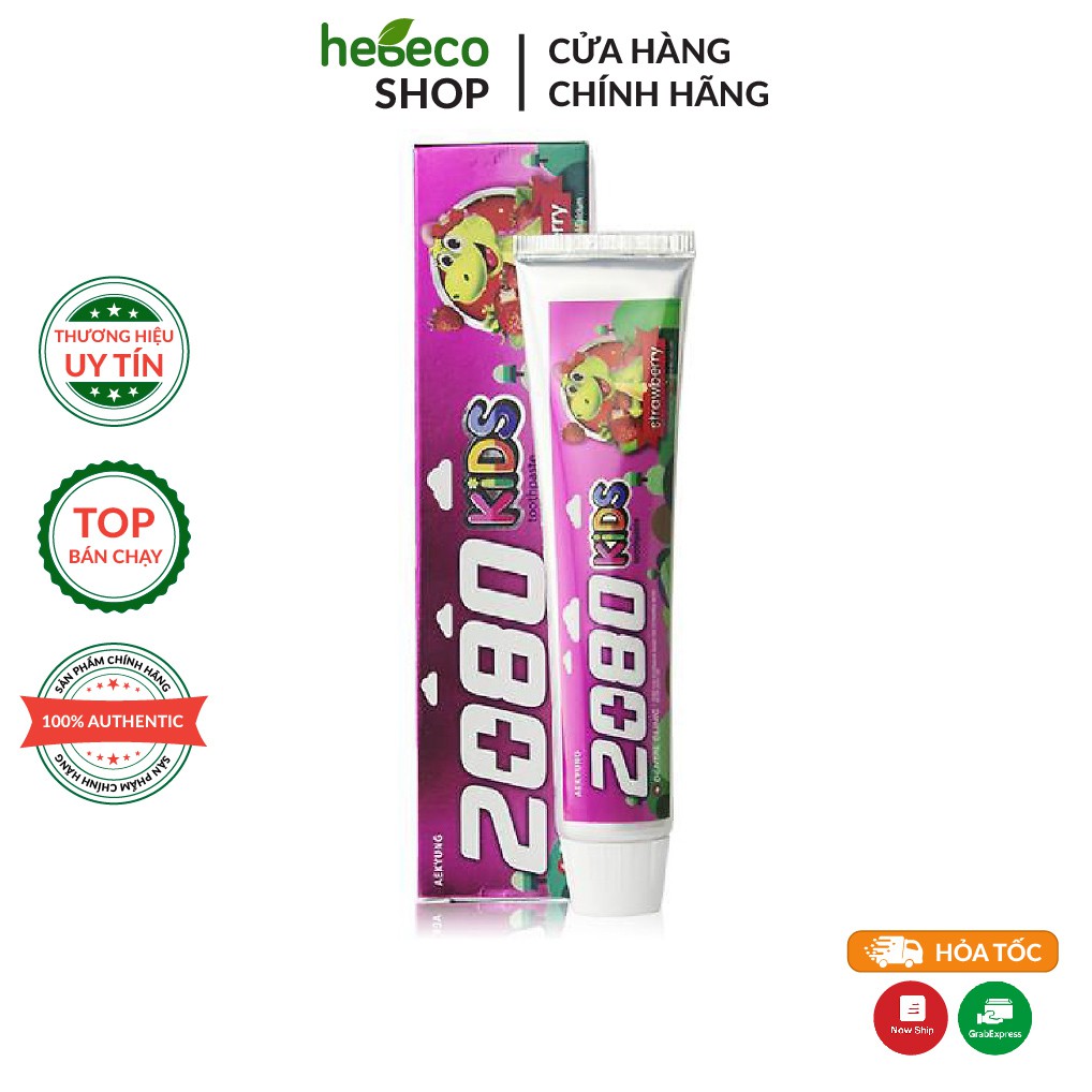 Kem đánh răng trẻ em ngừa sâu răng, cho hơi thở thơm mát hương dâu tây 2080 KID’S TOOTHPASTE 80g  - Hàn Quốc Chính Hãng