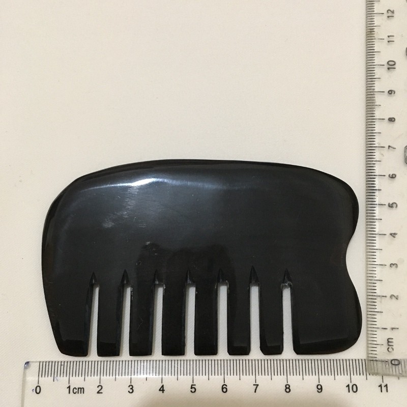 Dụng cụ đánh cảm, cạo gió sừng trâu cao cấp CCG09 răng lược Dài 9,5x5cm