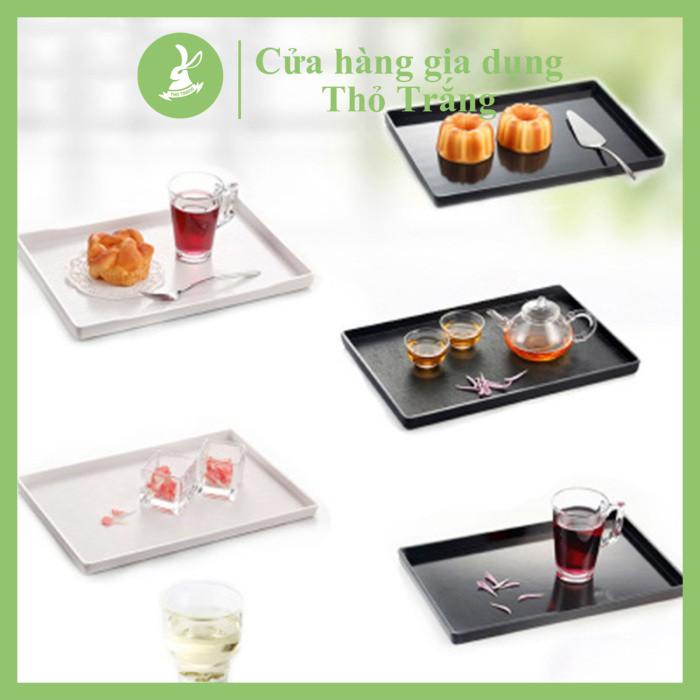 Khay phục vụ, khay chống trượt giả gỗ hình chữ nhật nhiều size cho nhà hàng, quán nước