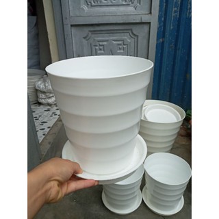 10 chậu vân sóng kèm đĩa hứng nước phi 20cm cao 22cm