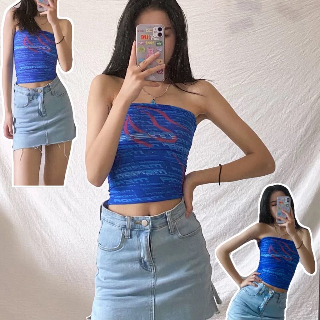Áo ống kiêm khăn vuông trùm đầu ôm ngực hot girl sành điệu thời thượng kiểu văn hoá truyền thống đường phố