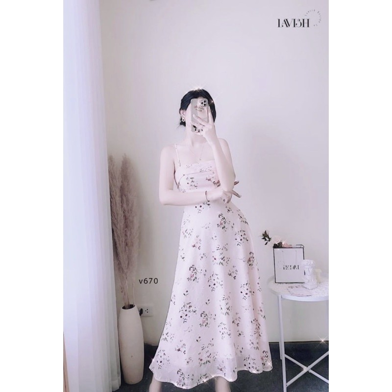 VNU255 - VÁY 2S VOAN 2 LỚP HOA HỒNG PASTEL | BigBuy360 - bigbuy360.vn